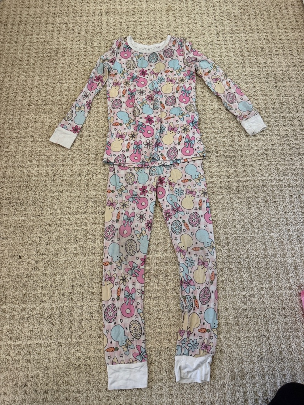 Girls' Pink Pastel Animal & Floral Long Sleeve Pajama Set